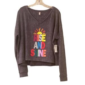 So Intimates Grey Long Sleeved Short Sleepwear Top, Super Soft, Size Large